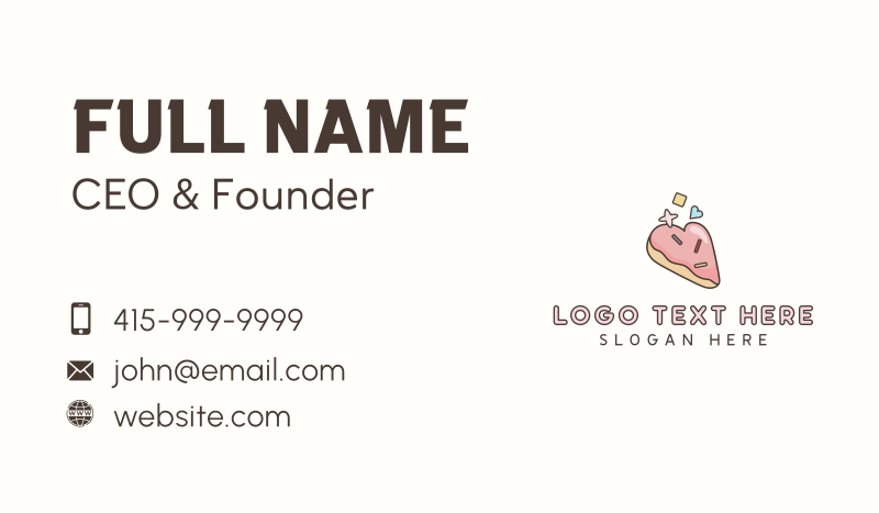 Cookie Bakery Heart Business Card